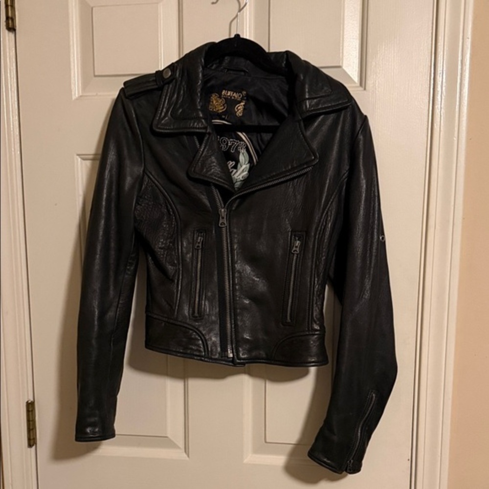 Buffalo David Bitton Black Leather Moto Jacket